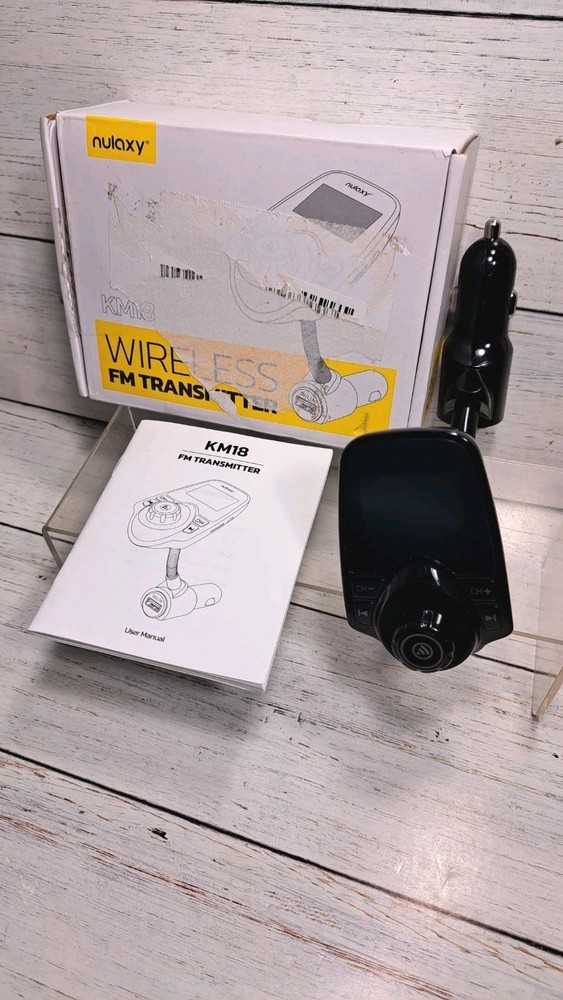 Car Bluetooth FM Transmitter 1.44" Display Flexible Gooseneck, Handsfree Call...