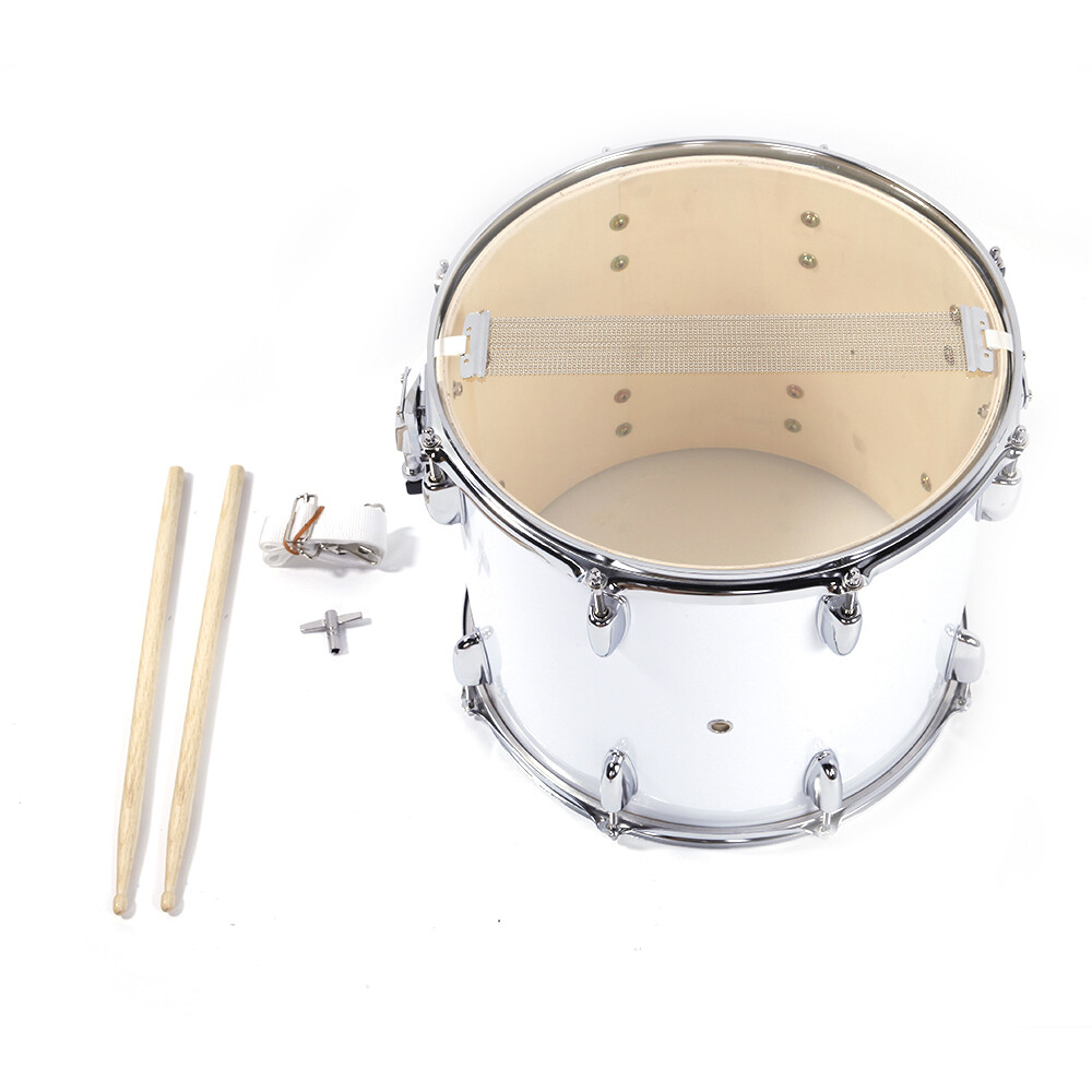 14 x10inch Marching Drum Drumsticks Key Strap White