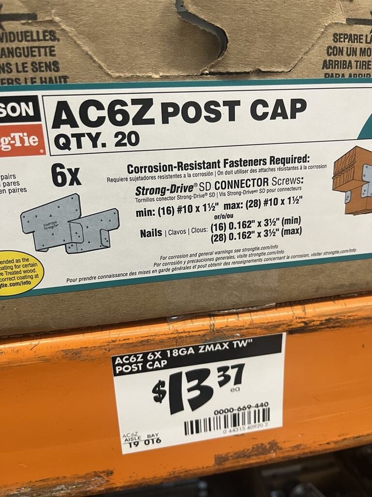 Simpson AC6Z Adjustable Post Cap For 6X Beam - ZMAX / Fasteners Plus