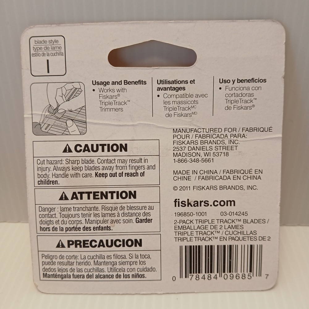 Fiskars Triple Track Trimmer Replacement Blades 2 Pack Cutter/Cutting/Scoring