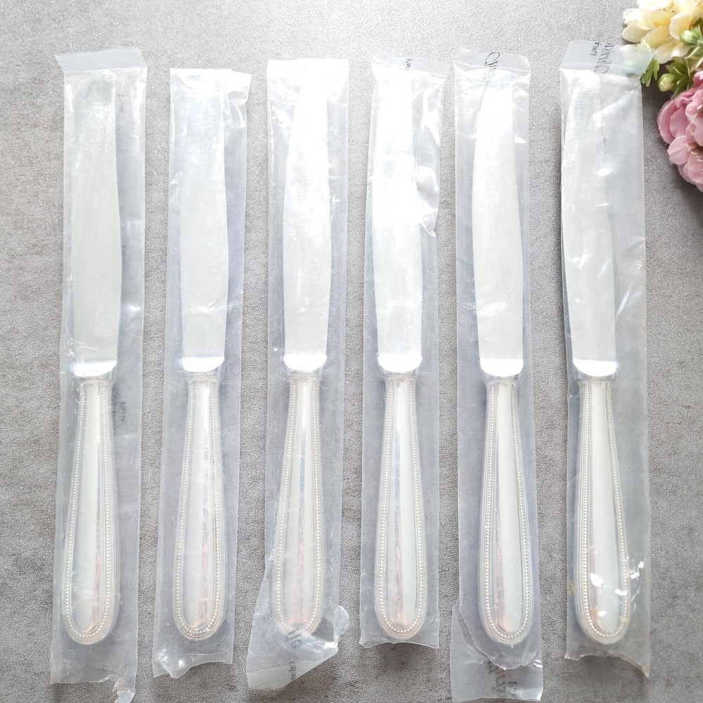 Christofle Perles 6pcs Silverplate Flatware Table Knife Excellent