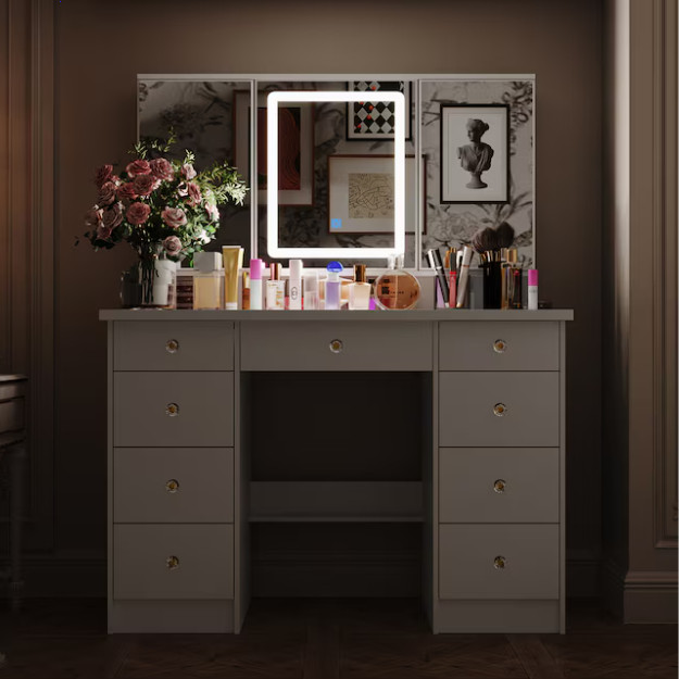 FUFU&GAGA 43.3-in White Makeup Vanity