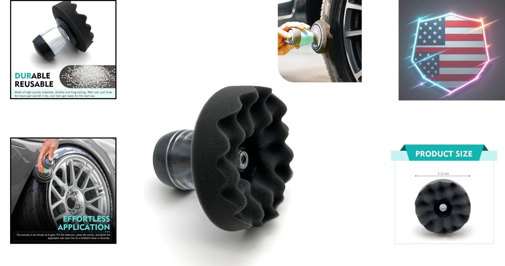 Tire Shine Applicator, Reusable Soft Tire Dressing Applicator Pad with Integr...