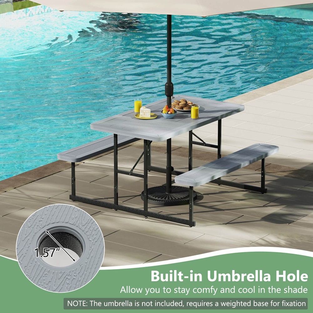 Picnic Table Bench Set for 2-4 People Outdoor Rectangular Camping Dining Table