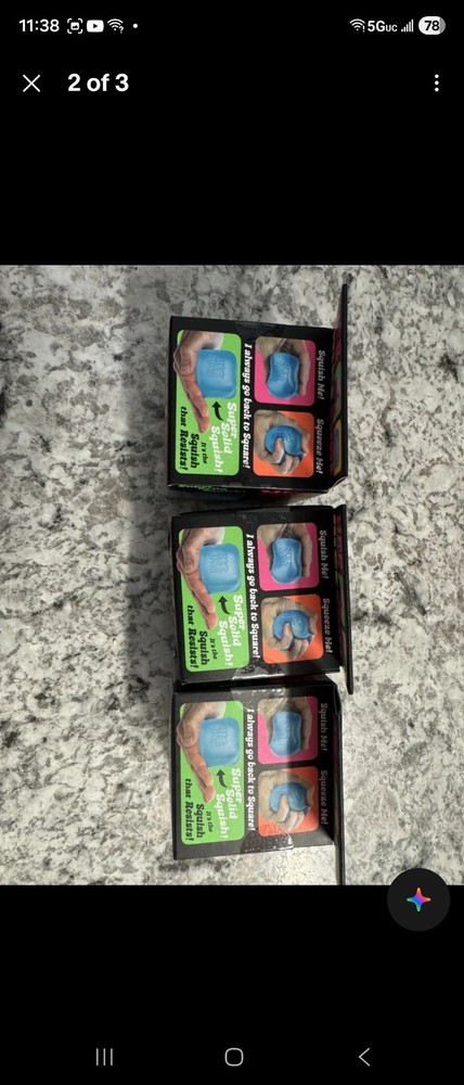 Nee Doh Nice Cube Super Solid Squish! - Lot of 3 - Blue - New!