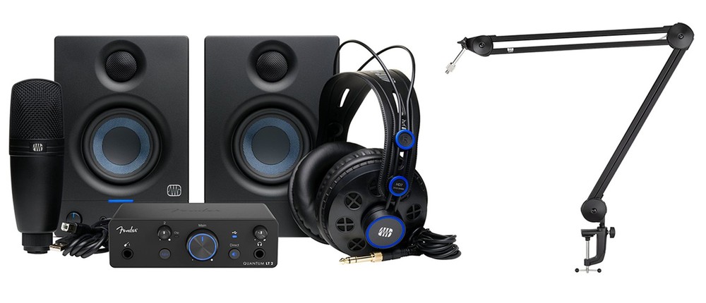 Fender Quantum Complete Interface+Monitors+Mic+Headphones+Cables+Boom Arm