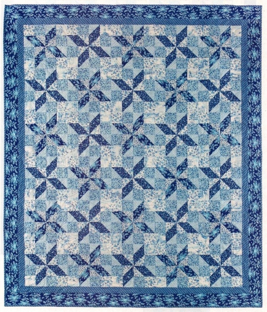 Vivid Blue Quilt Pattern Pieced MG
