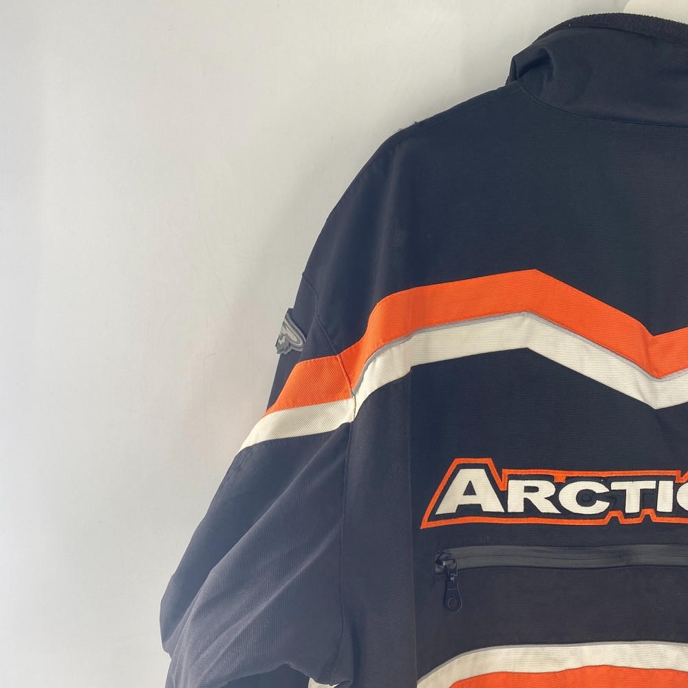 VTG Arctic Cat A-TEX Snowmobile Pullover Shell Jacket Black Orange White Sz XL