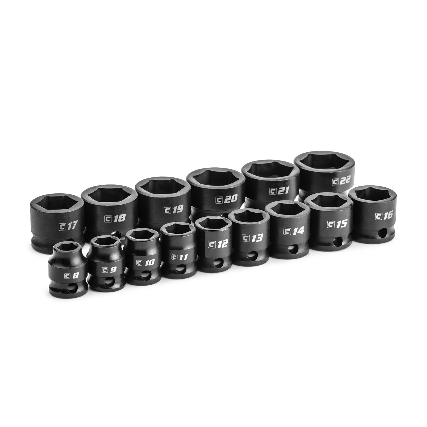 Capri Tools 3/8 in. Drive Stubby Impact Socket Set, Metric, 8 to 22 mm, 15-Piece