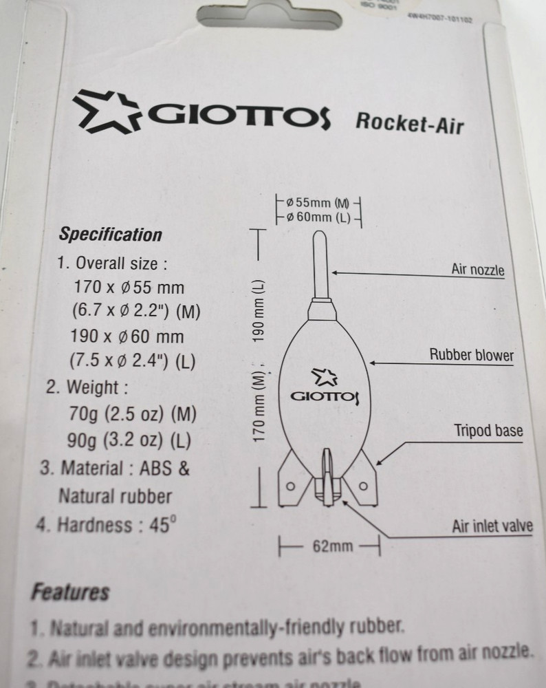 Giottos AA1900 Rocket Air Blaster Large Camera Lens Dust Cleaner