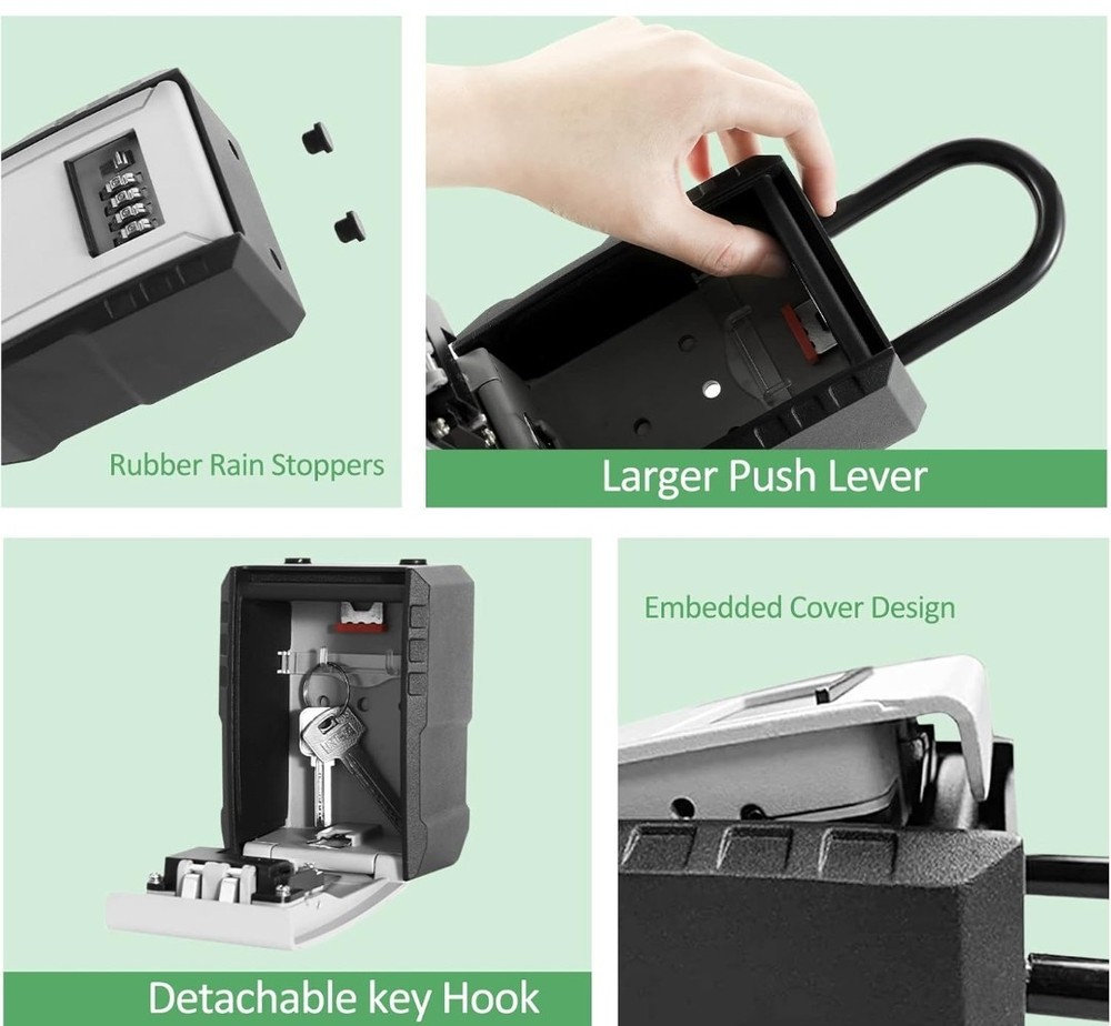 Key Lock Box, UPXON Extra Large Key Storage Box with Resettable Code, 4 Digit
