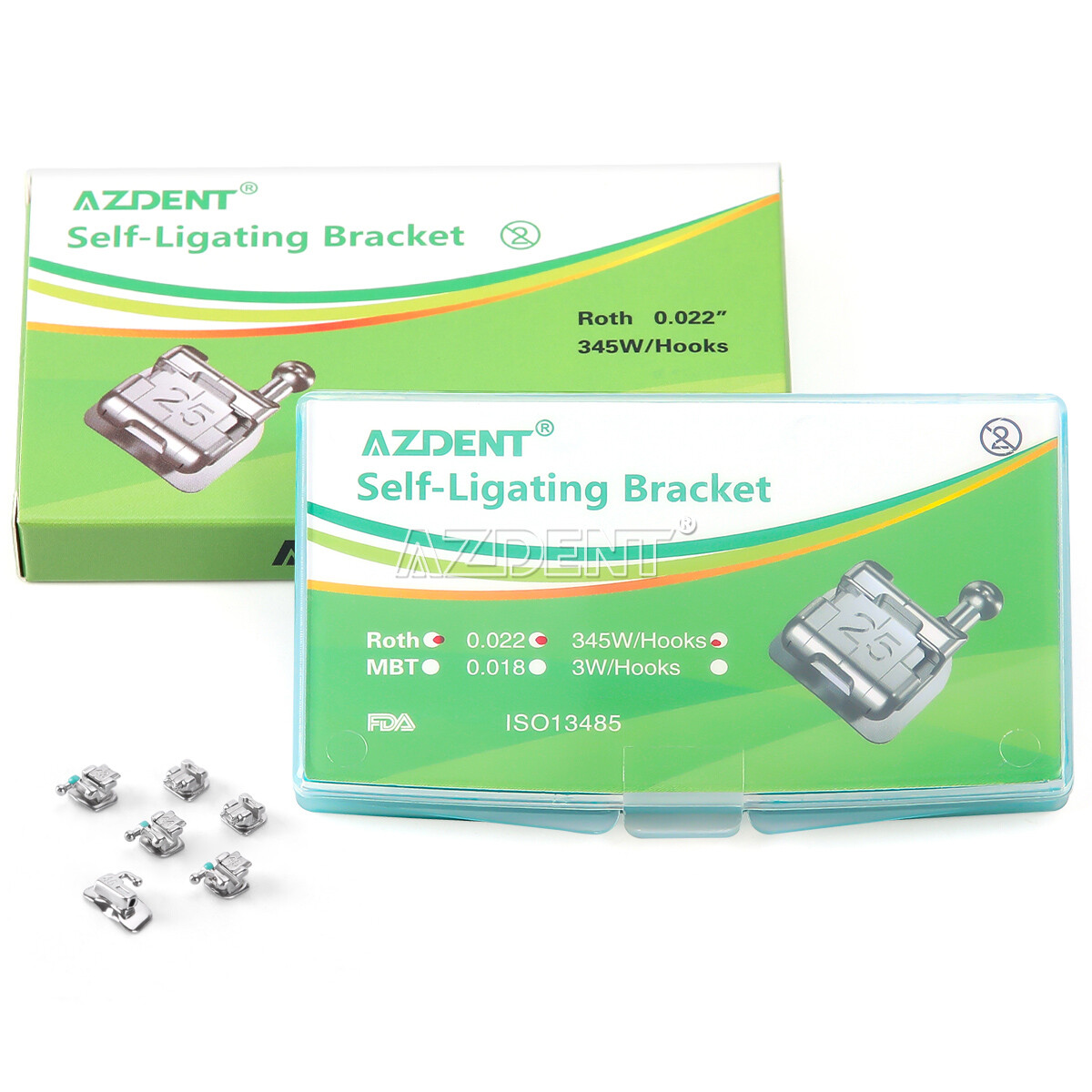 AZDENT Dental Orthodontic Self-Ligating Braces Brackets Roth/MBT.022 Hooks 345