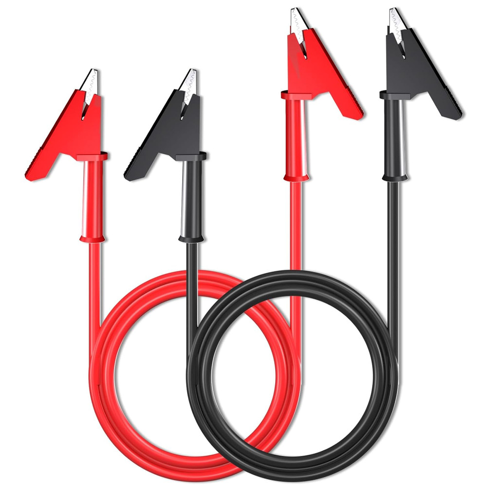 2PCS Alligator Clips Test Leads Dual-Ended 3.3Ft Insulated Copper Wire Testing