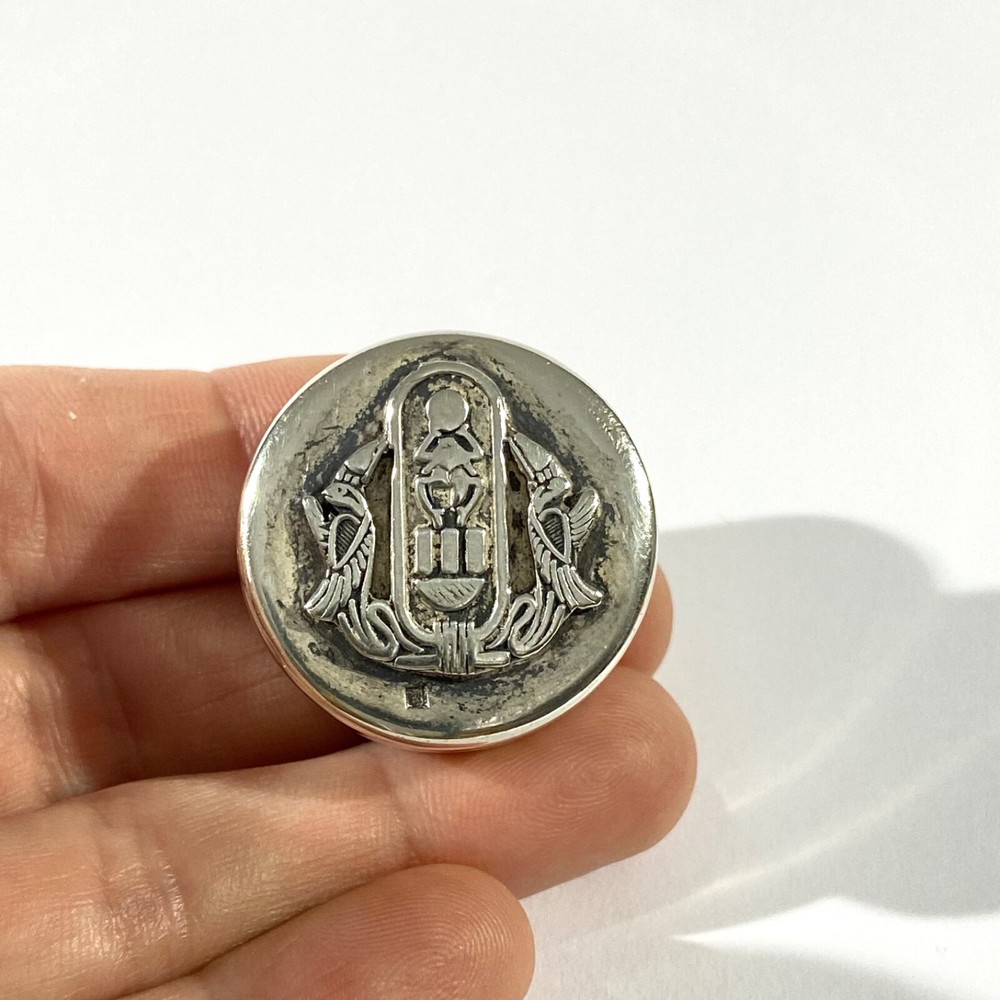 Vintage Solid Silver  Egyptian Pill Box , Hallmarked