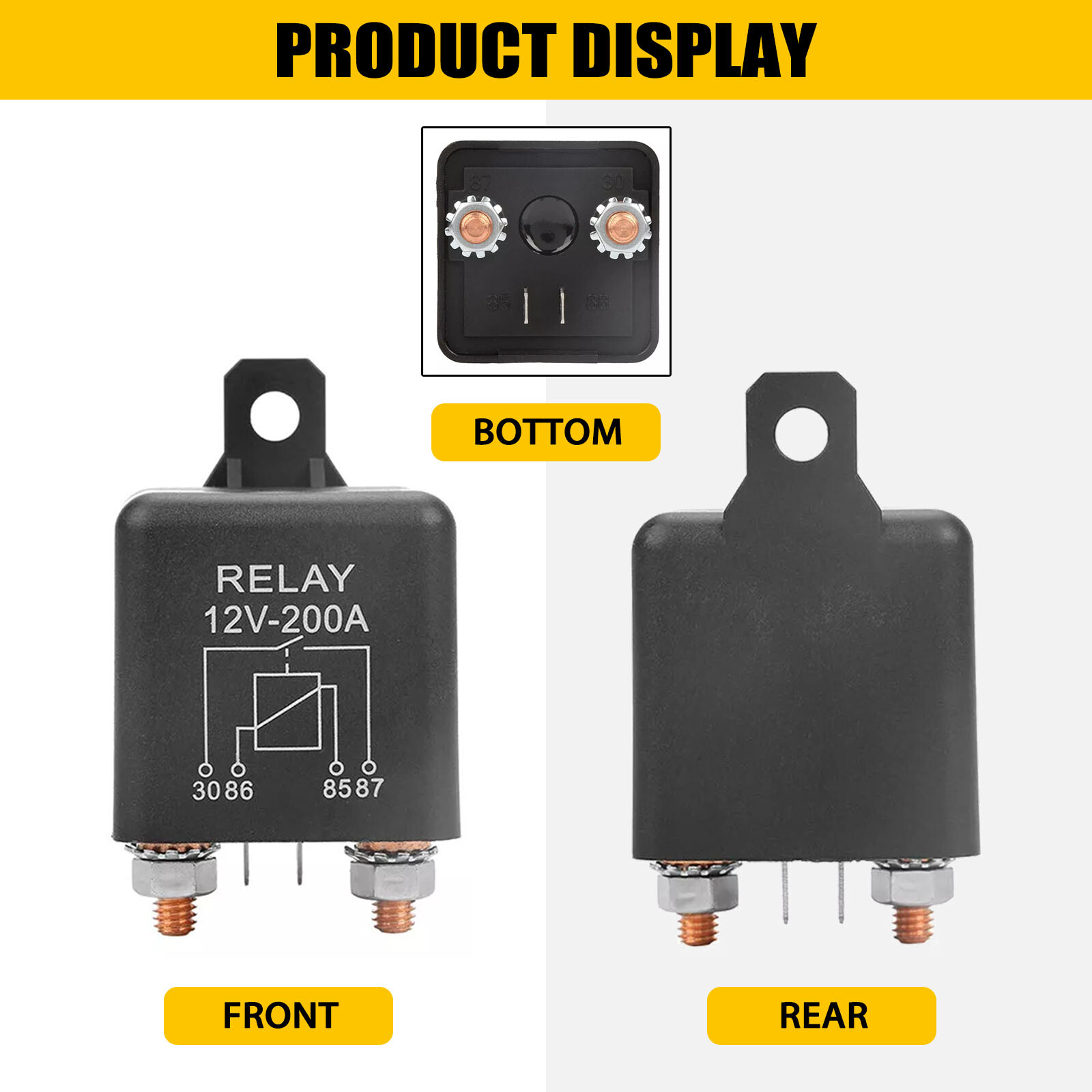 12V DC 200 Amp 4 Pin Split Charge Continuous Duty SPST Relay For Car Starter US