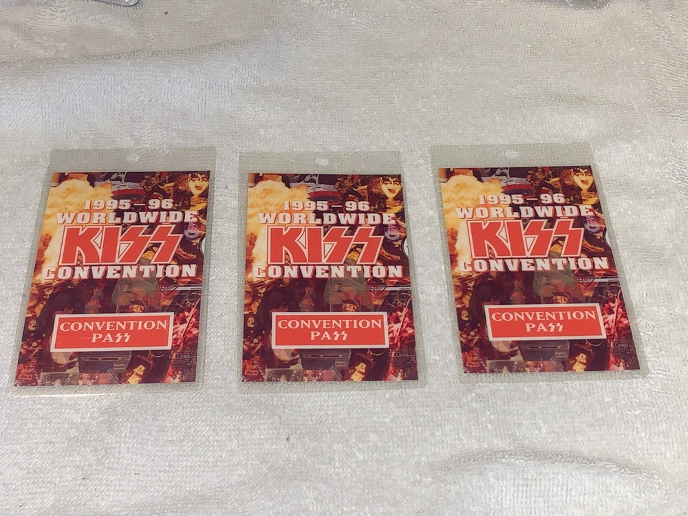 KISS 3 Unused Passes Laminated convention ticket pass Paul Stanley Gene Simmons