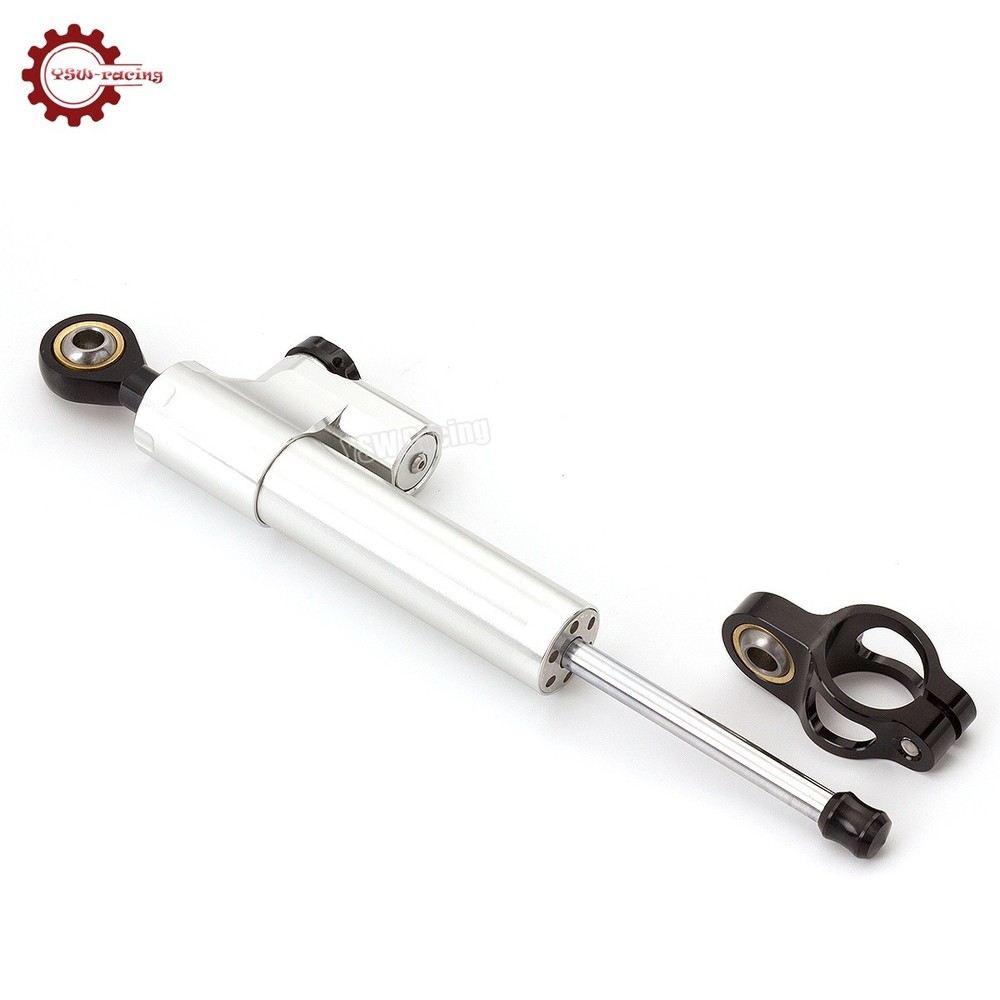 CNC Silver Steering Damper Motorcycle Stabilizer Linear Reversed Safe Control US