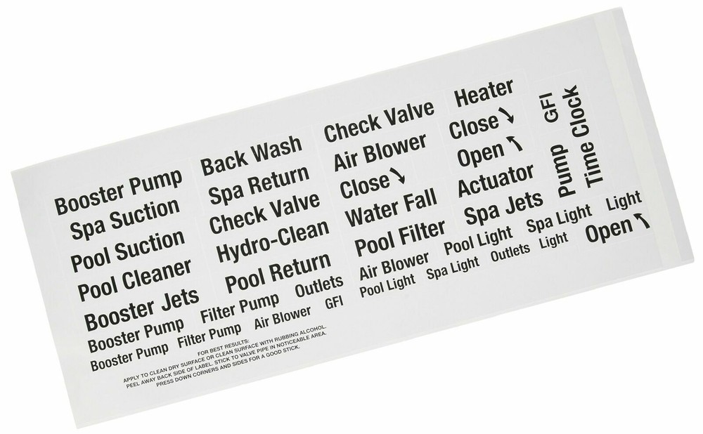 Poolmaster 40422 Pool Equipment Identification Labels ID Stickers Label