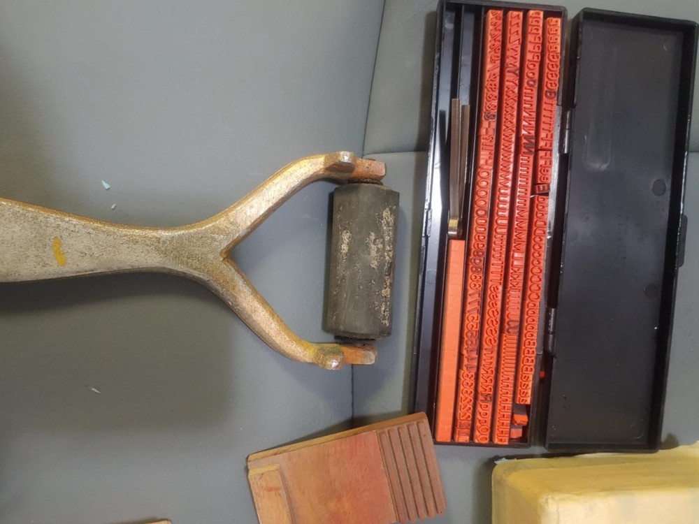 Rubber printing stamps and roller vintage