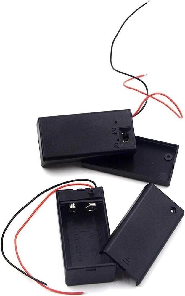 2 Pack 9V Battery Holder with Switch 9 Volt Battery Case with Leads