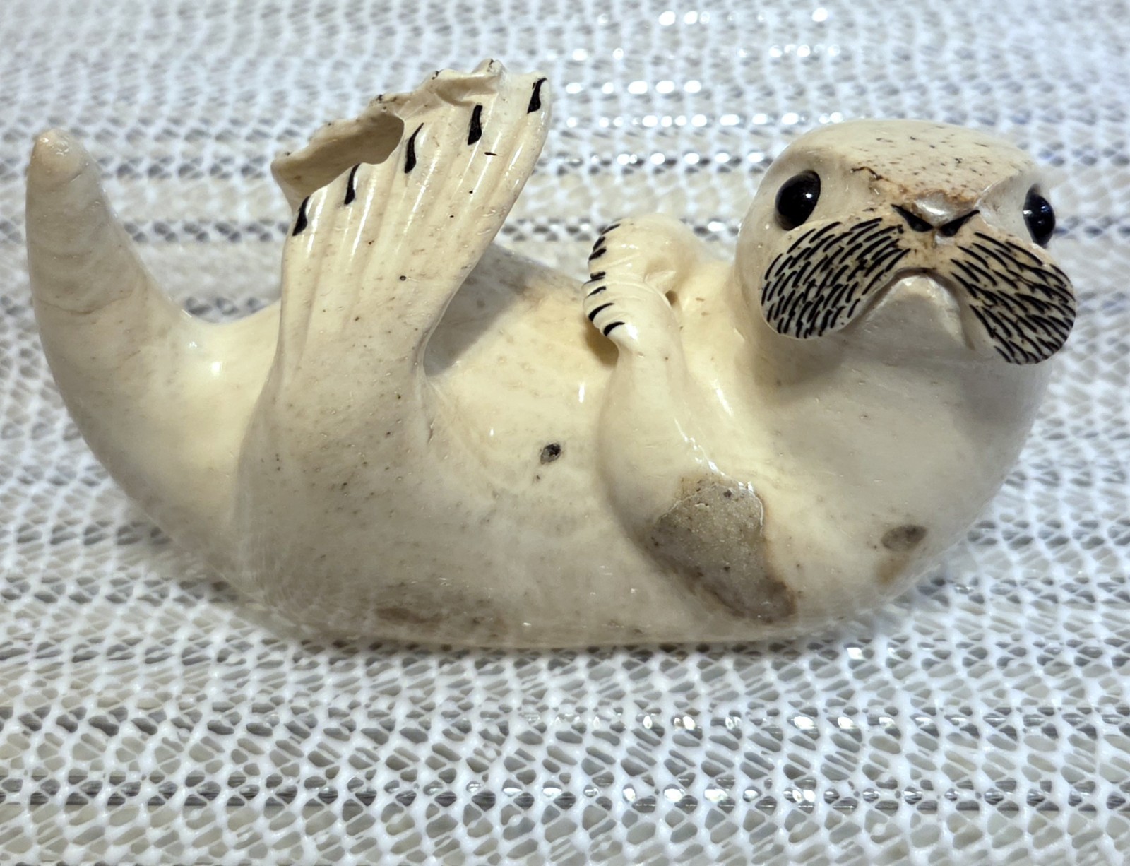 Artist Eddie Lee Alaskan Soapstone Sculpture Playful Sea Otter ~ Signed