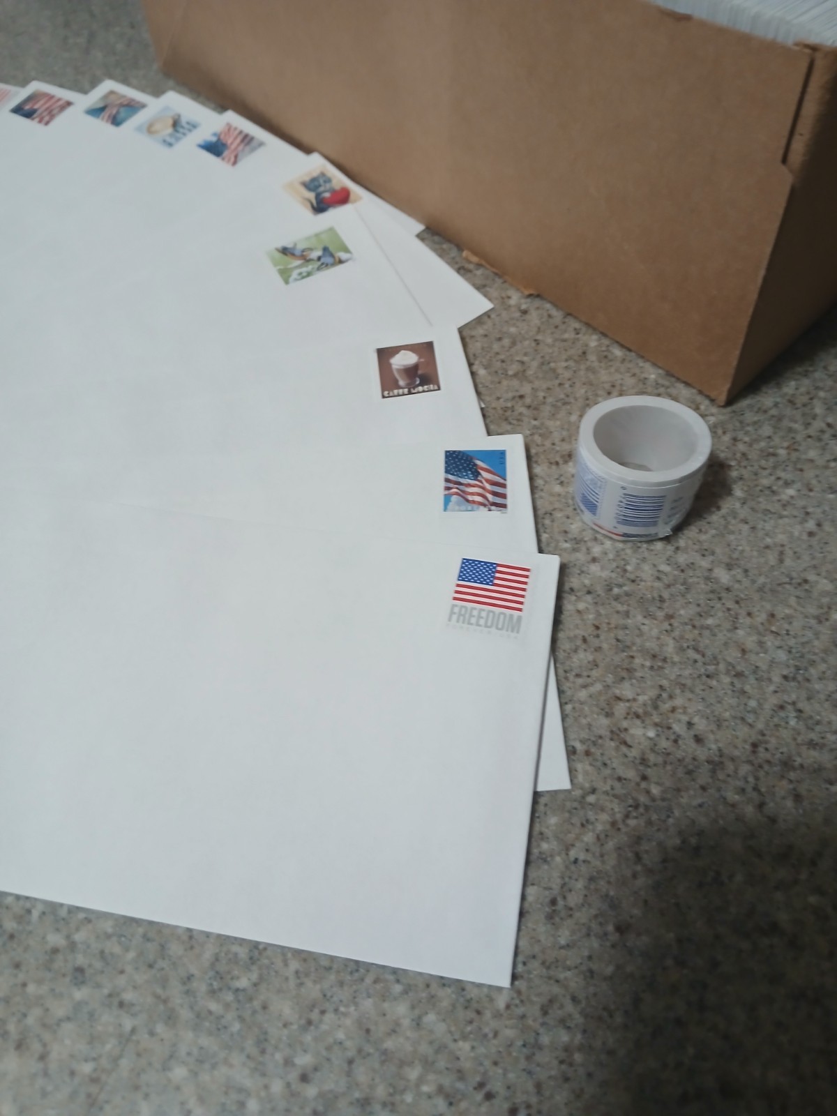 500 Forever Stamped Envelopes - #10 White Woved Security 4 1/8" X 9 1/2" Gummed