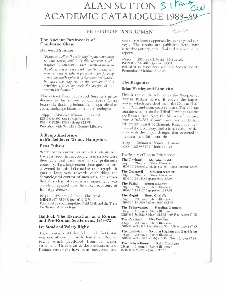 Alan Sutton Academic Catalogue 1988-89