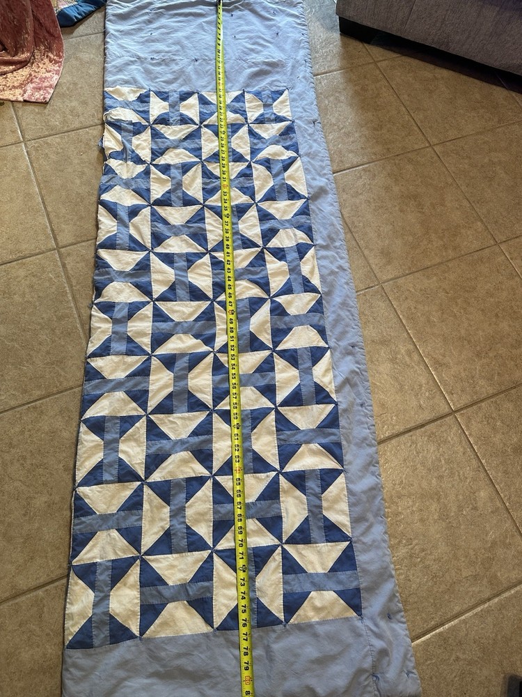 Cutters Handmade blue and white geometric pattern quilt
