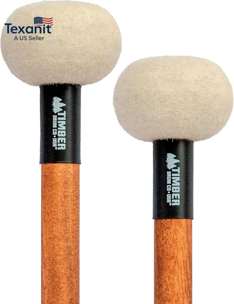 . Timpani Mallets, Medium Felt –– Sticks for Drum Set, Cymbal Roll, Percussion –