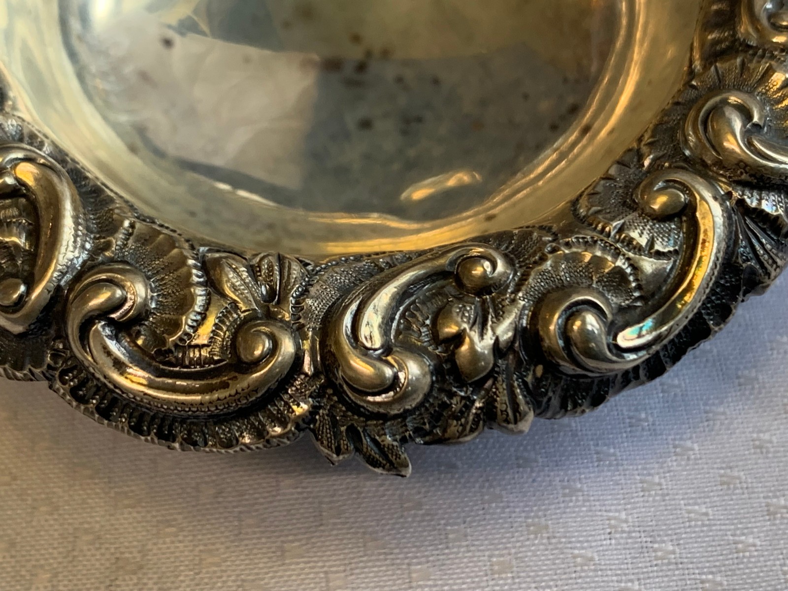 Antique Sterling Silver Condiment Dish Master Salt Cellar 36.66g Floral Repousse