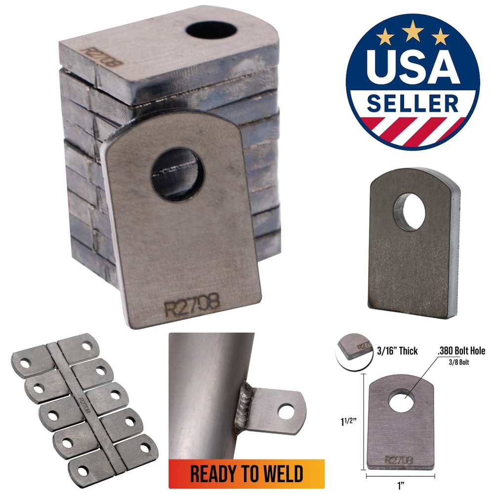 Basic Weld On Tabs - 10 Pack of 1.5" Tall A36 Steel Tabs for Projects