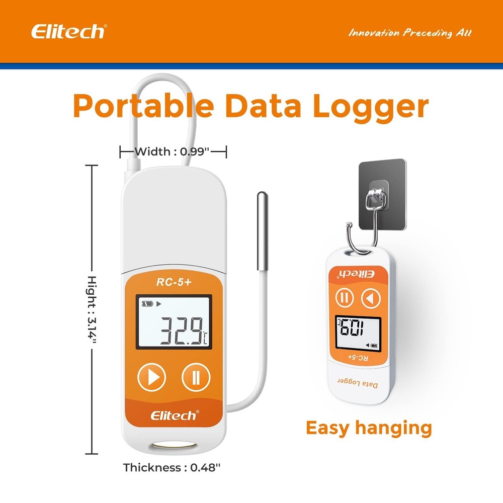 RC-5+ TE Digital PDF USB Temperature Data Logger Reusable Recorder Refrigerat...