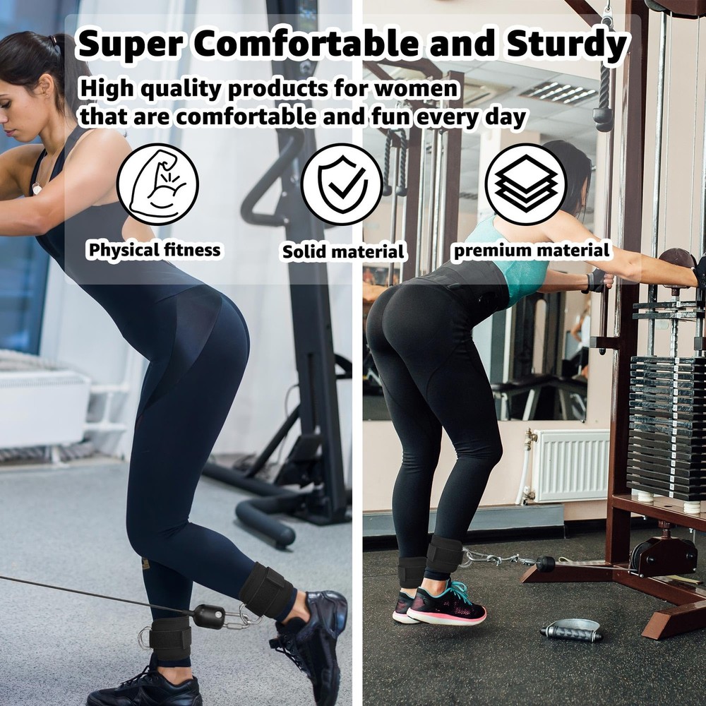 Adjustable Ankle Straps for Cable Machine Glute Kickbacks & Leg Workouts