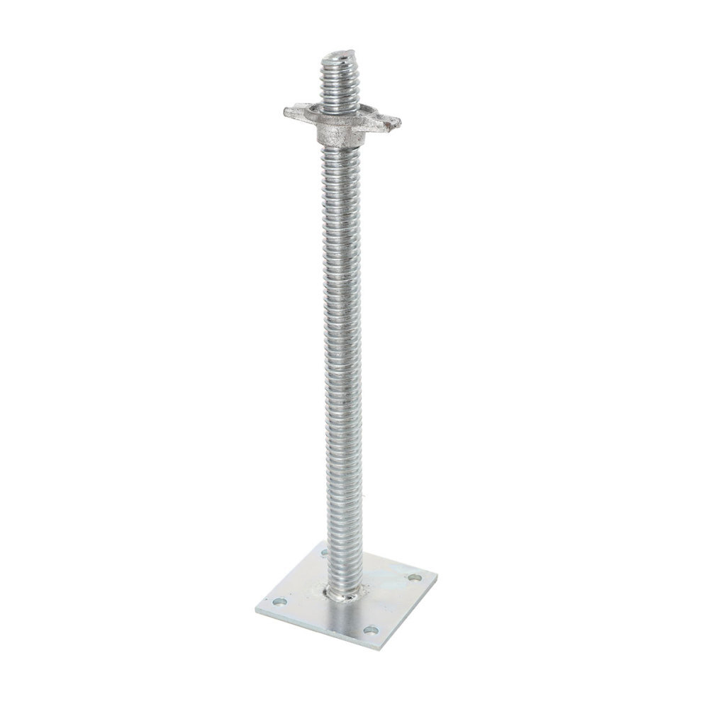 4 Pack 18" Scaffolding Leveling Jack with Base Plate Screw Solid Stem Adjustable