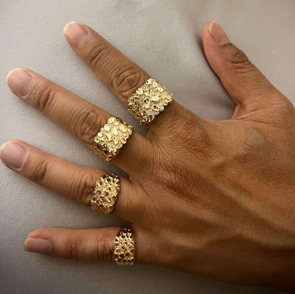 Authentic 14k Gold Nugget Ring Manly Small Medium Large Extra Large Sizes 6-13