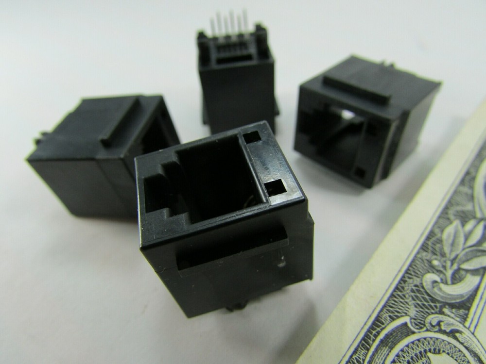 20 Molex Modular Jacks RJ-12 Vertical Top Entry PCB Through Hole 6P6C Panel Ribs