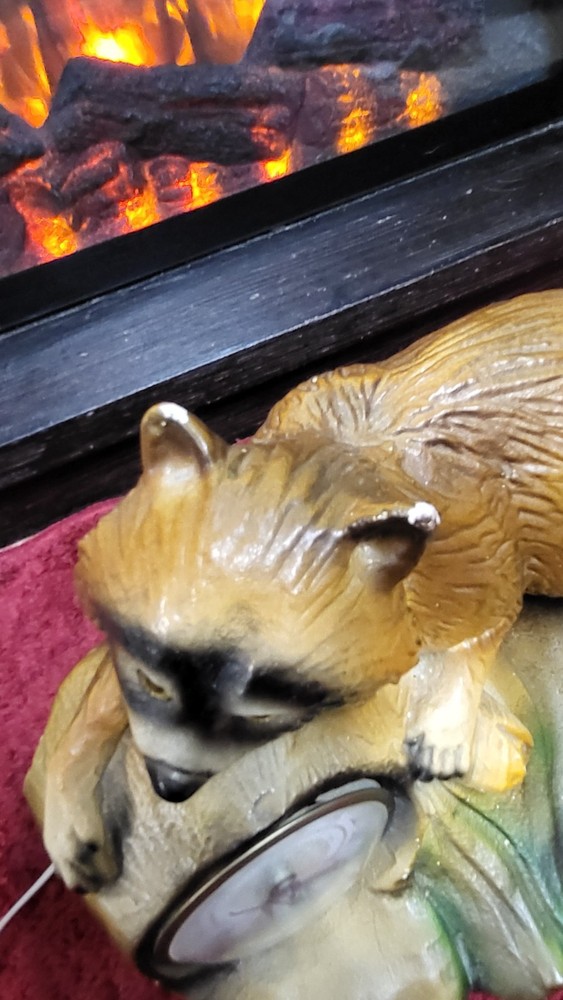 Vintage Raccoon Clock (It Works)