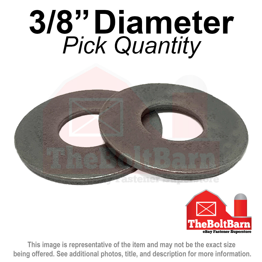 3/8" SAE Flat Washers Grade 8 Steel Plain & Oil (Pick Quantity)