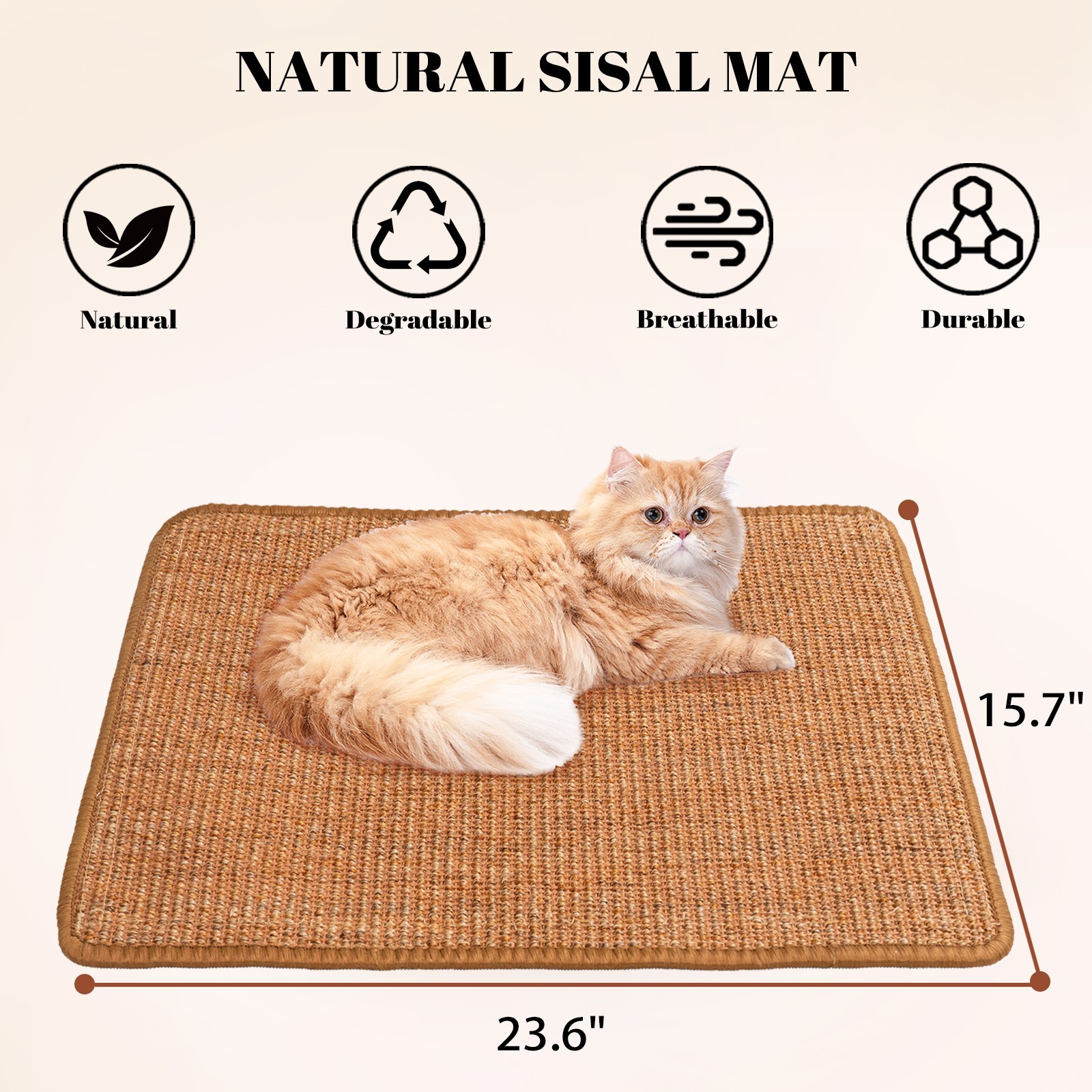 Cat Scratcher Mat, 23.6 X 15.7 Inch Sisal Cat Scratch Pad, Furniture Protection