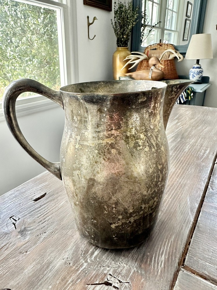 Vintage Silver Plate Water Pitcher, one dent