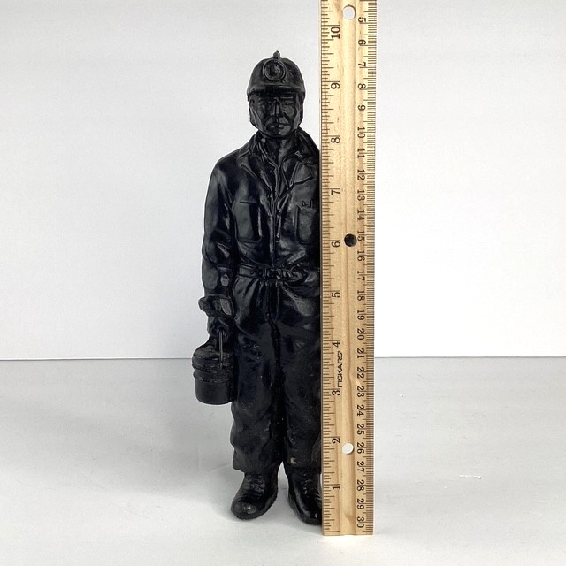 Coal Miner Statue with Bucket of Coal 10 inches