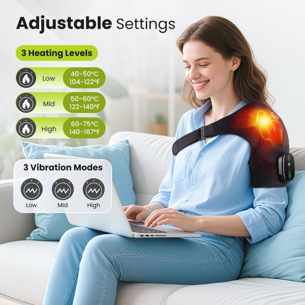 Electric Heated Shoulder Brace Massager Rotator Cuff Support Compression Wrap US