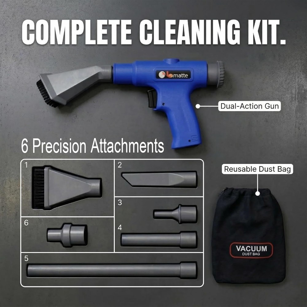 Multi-Functional Vacuum and Air Blower Gun with 150 PSI for Workshop Efficiency