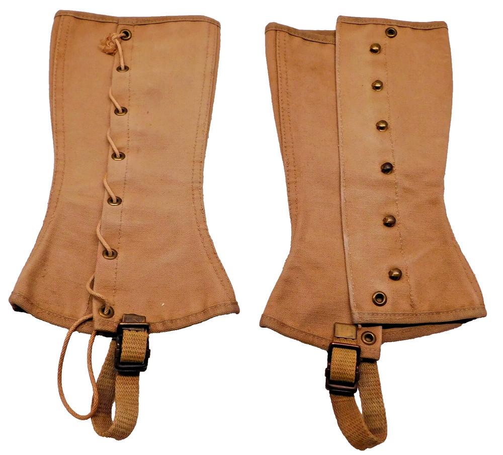 Vintage Original US Army WW2 Canvas Leggings Soldier Worn by Dickey, R.C.