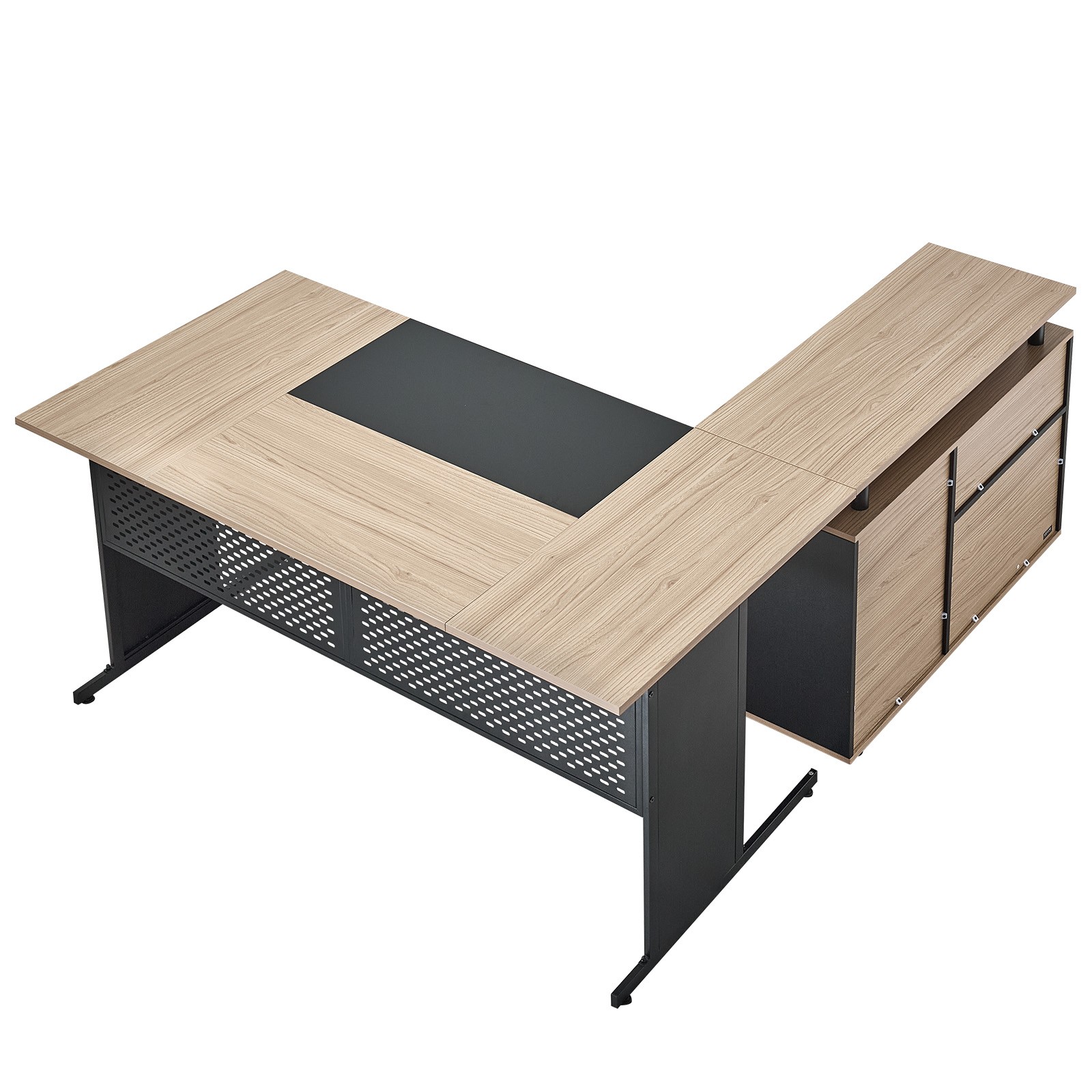 VEVOR L-Shaped Reversible Executive Desk with Drawers & Storage Cabinet 350 LBS