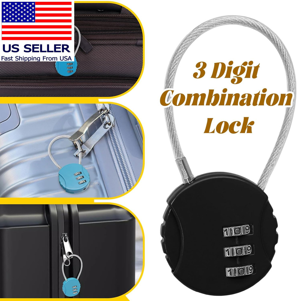 2 Pack 3 Digit Combination Lock - Outdoor Waterproof Padlock - Mini Combination