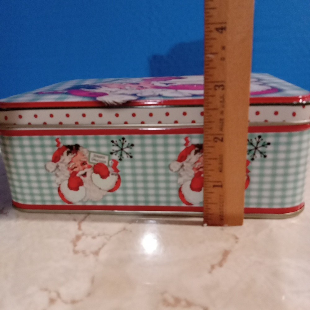 Lindy Bowman Winking Santa/Season Greetings Tin Rectangular