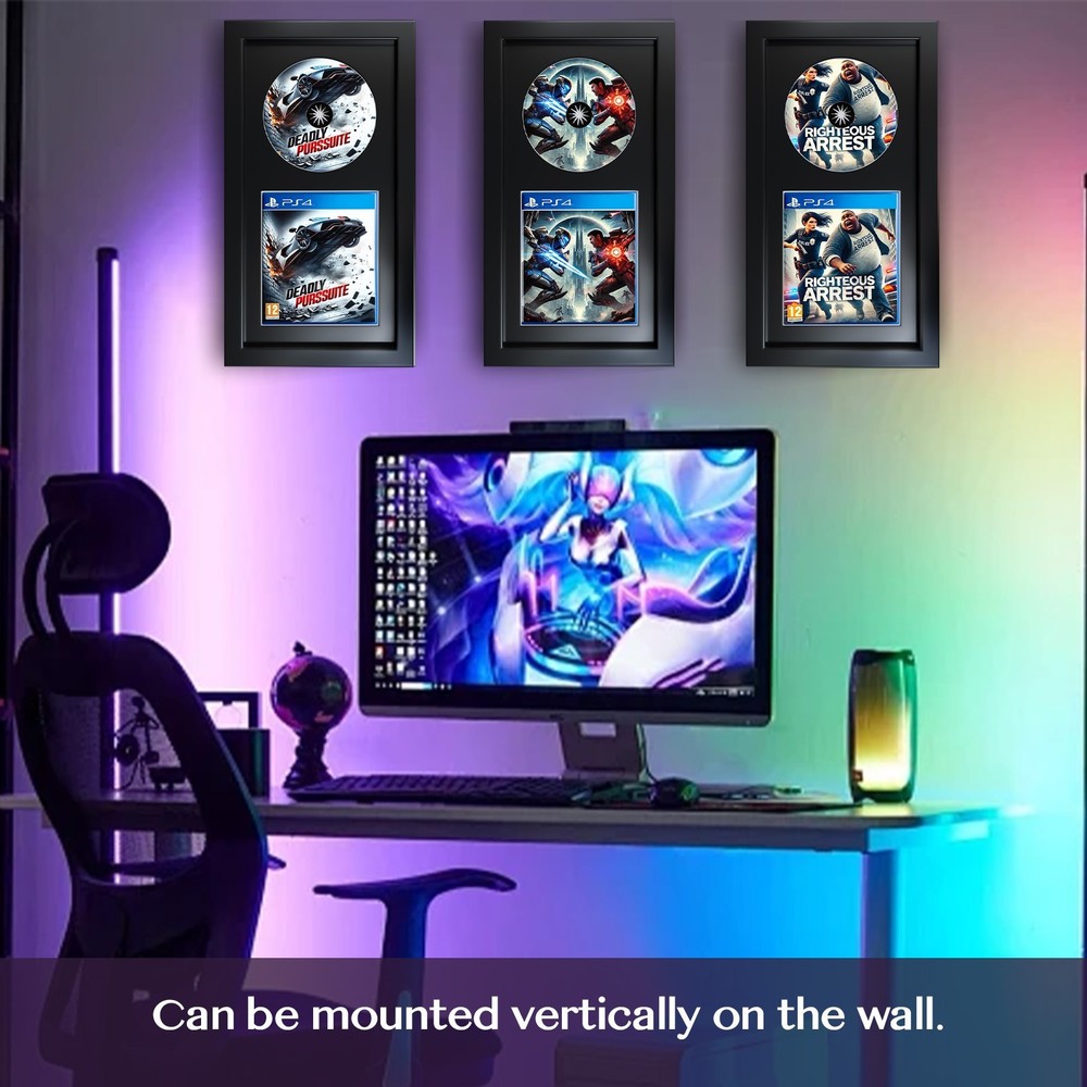 Video Game Display Frame, PS5/PS4/PS3/XBOX Game Case and Disc Display Frame