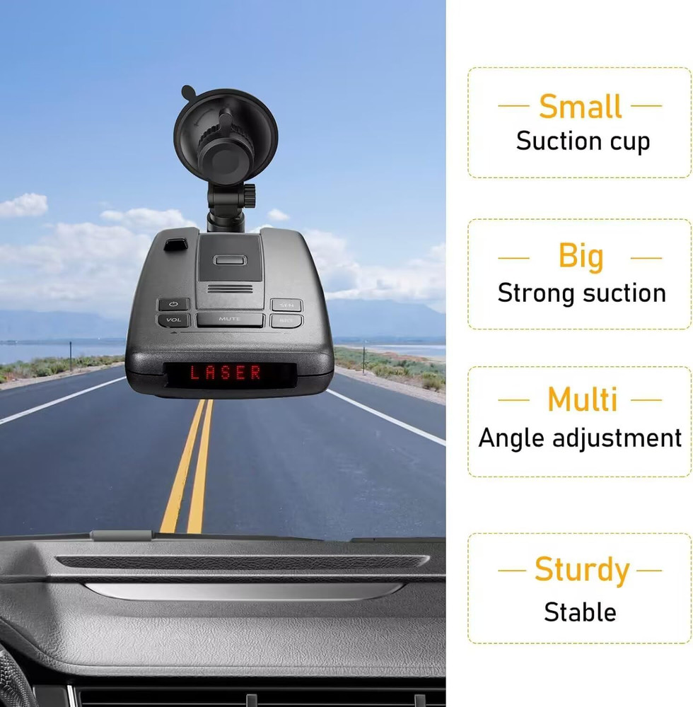 Radar Detector Mount - Car Mounting Bracket Suction Cup Holder for Windshield an