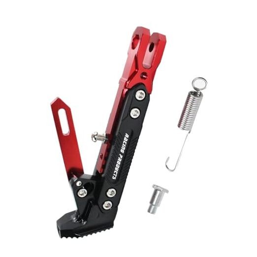 Universal Motorcycle Kickstand Accessories Motor Modified CNC Adjustable Red 2